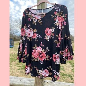 Black/floral layering top
